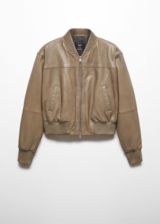 Leather bomber jacket | MANGO (US)