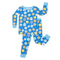 Blue Cookies & Milk Two-Piece Bamboo Viscose Pajama Set | Little Sleepies