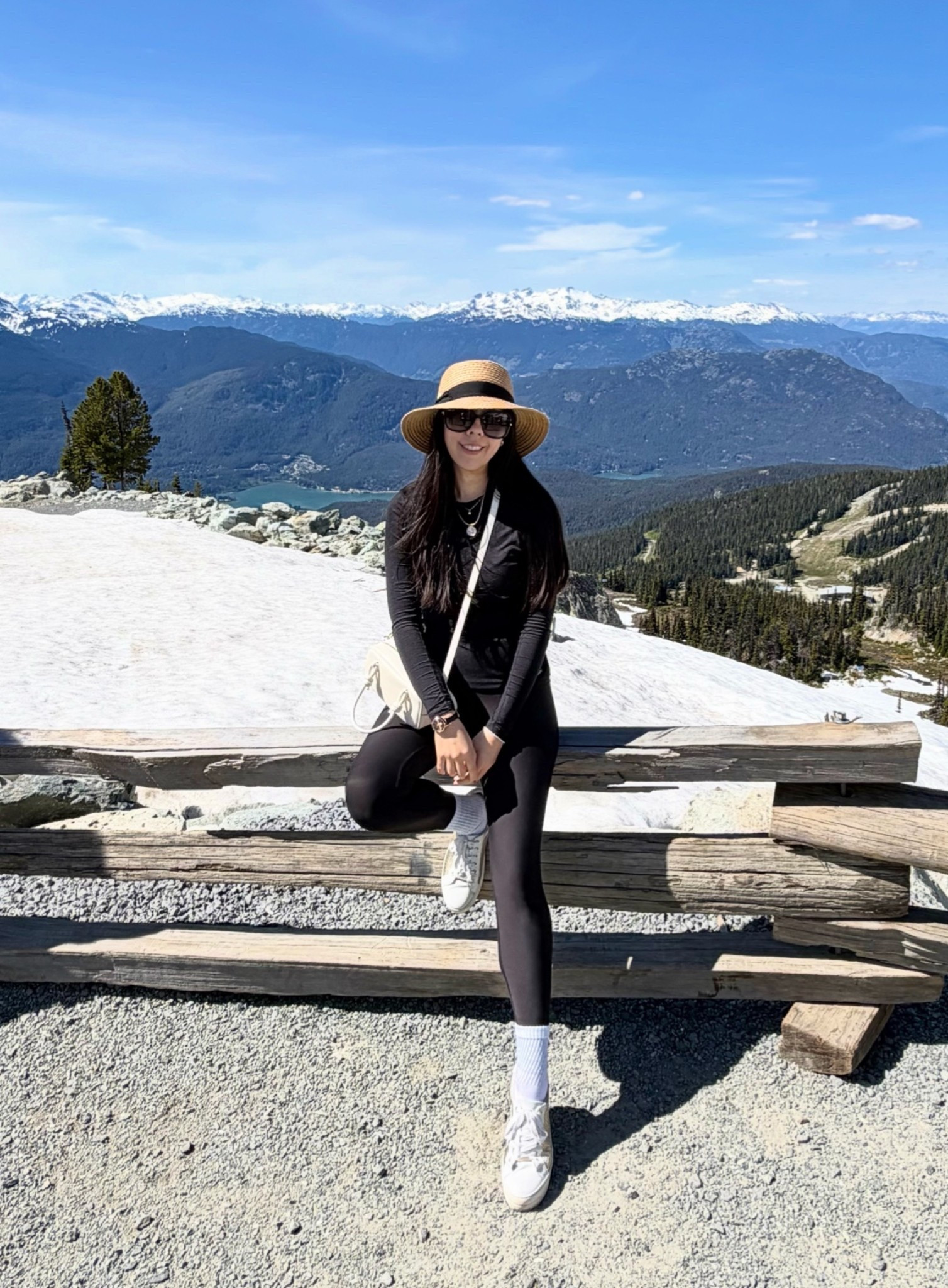 Took a trip up north to Whistler! The day called for an athleisure all black look with pops of white. I intially regretted my decision to wear a thermal and was sweating at the bottom of the mountain. However, as we gradually got higher in elevation, it was perfect! I don’t own hiking shoes but these platform sneakers for served me well for numerous years through a variety of terrain! I can now tick off snow and mountains as things it can tolerate! I also didn’t want to bring my backpack so I brought along my crossbody! 

#leggings #fedora #thermal #hiking #yogapants #platformsneakers

#LTKootd #LTKfitnessgoals #LTKActive