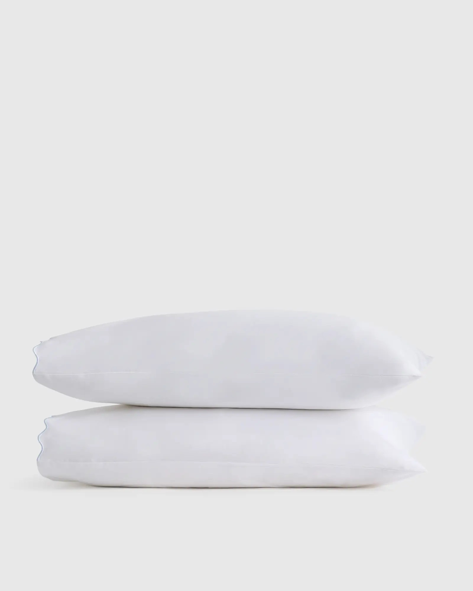 Wave Scallop Organic Percale Pillowcase Set in White/Mist | Quince