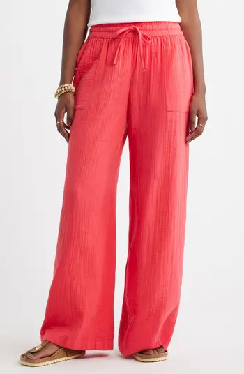 Caslon® Wide Leg Gauze Pants | Nordstrom | Nordstrom