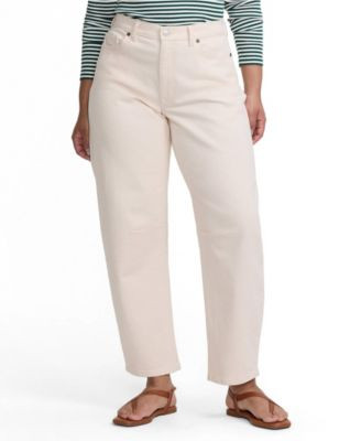Lands' End Petite Soft Denim Mid Rise Relaxed Barrel Ankle Jeans - Natural | Macy's