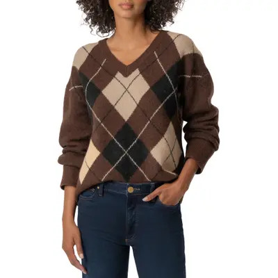 KUT from the Kloth Kimberly Argyle Sweater in Nutmeg at Nordstrom, Size X-Large | Nordstrom