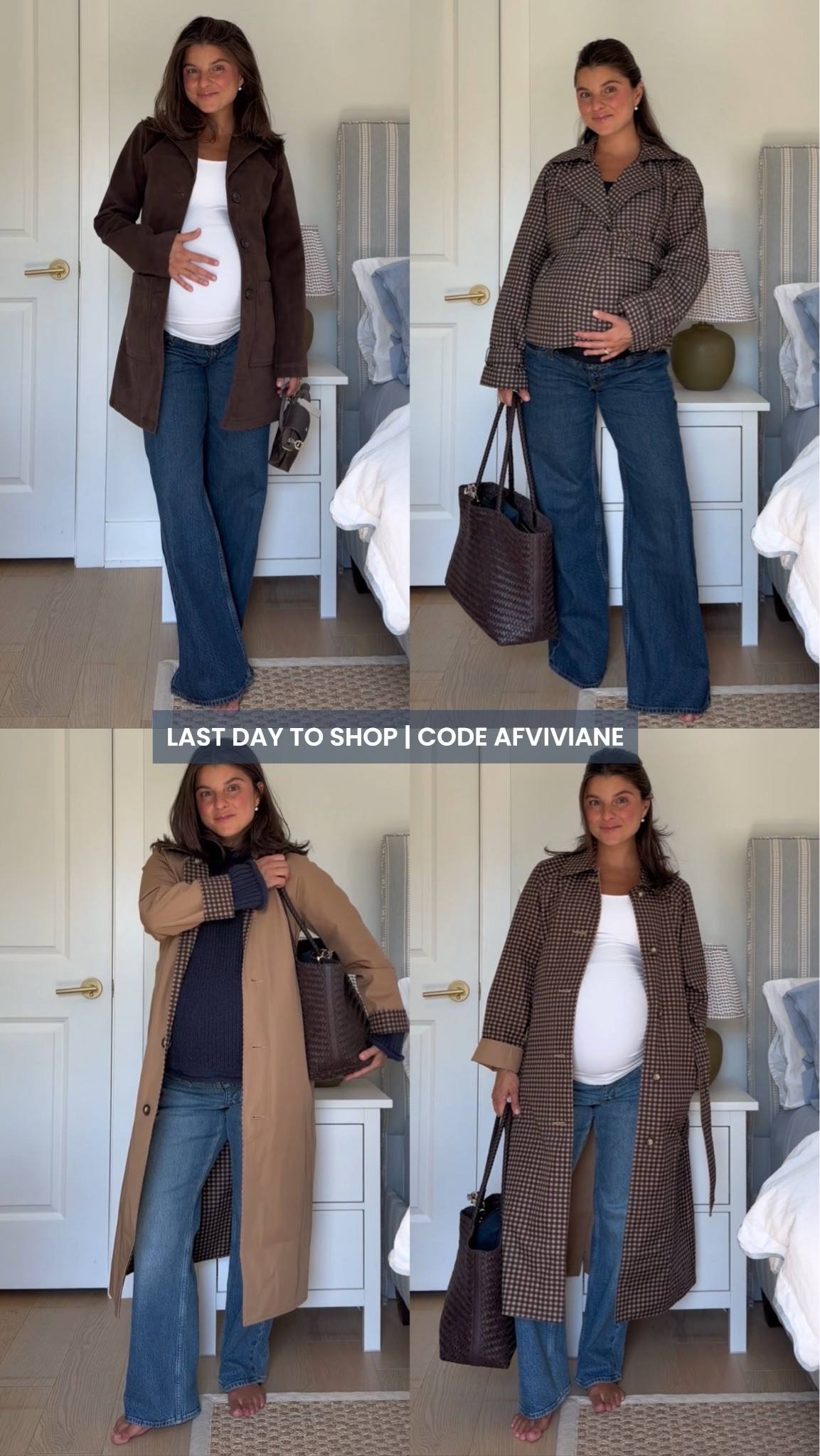 [9/14/26] final day to shop code AFVIVIANE for 15% off cart | Sizing: • Longline Vegan Suede Jacket - xxs short • Wide Leg Maternity Jean - indigo, 26 short • Short Belted Trench Coat - xs • 100% Cotton 2-in-1 Reversible Long Mac Coat - carmel, xs • 100% Cotton Roll Neck Crew Sweater - medium

Use code AFVIVIANE to get an additional 15% off almost everything in stores and online at checkout from September 10, 2026 to September 14, 2026 in US/CA. Exclusions apply. See details online.

#LTKSeasonal #LTKPetite #LTKSaleAlert