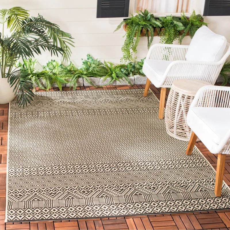Arneshia Geometric Beige Indoor / Outdoor Area Rug | Wayfair North America