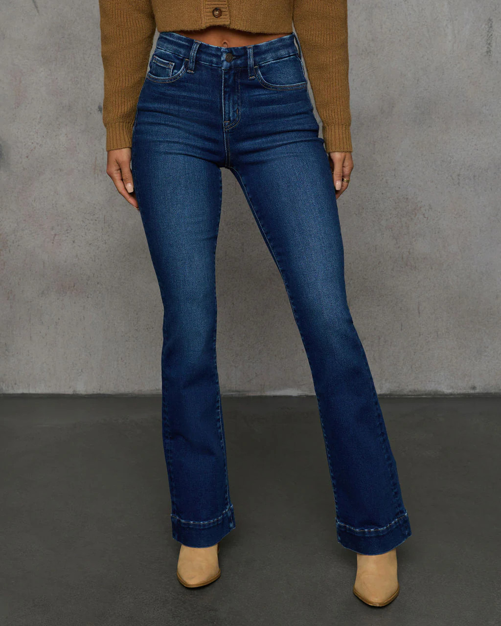 Coraline Super Stretch Mid Rise Flare Jeans | VICI