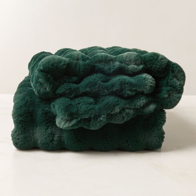 Farleigh Dark Green Faux Fur Throw Blanket 50"x70" + Reviews | CB2 | CB2