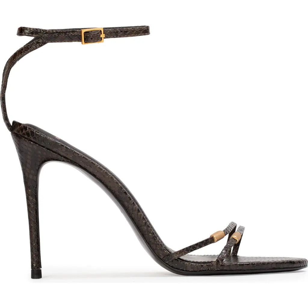 BLACK SUEDE STUDIO Britanny Strappy Snake Sandal in Brown Snake Leather at Nordstrom, Size 38.5 | Nordstrom
