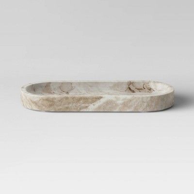 6" x 1.25" Toronto Oblong Marble Tray Natural - Project 62™ | Target