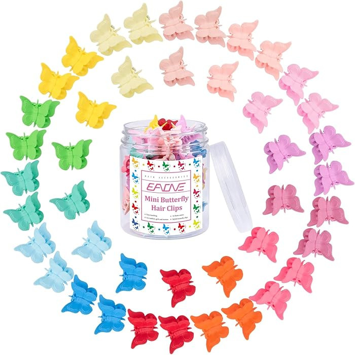 EAONE Matte Mini Butterfly Clips, Colorful Mini Hair Claw Clip for Girls and Women, 90s Y2K Cute ... | Amazon (US)