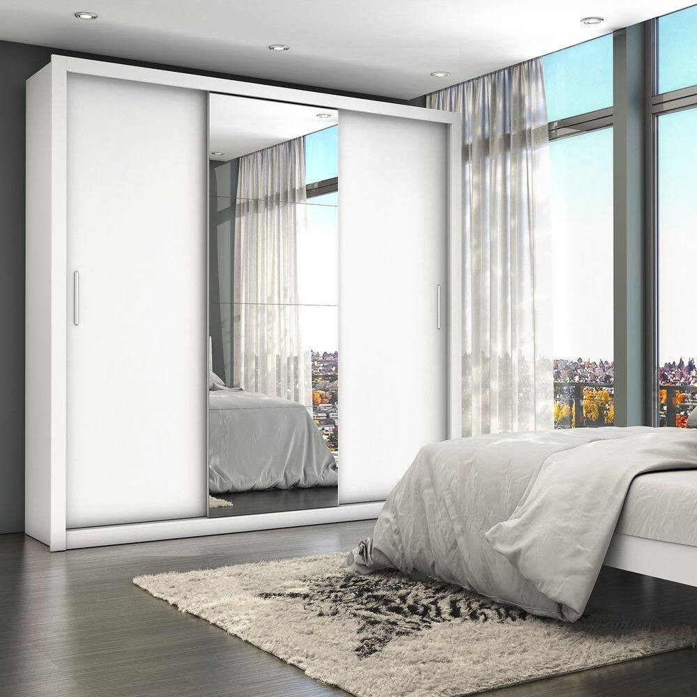Guarda-Roupa Casal 4 Espelhos 3 Portas de Correr 4 Gavetas Max Plus Espresso Móveis Branco Espre... | Casas Bahia (BR)