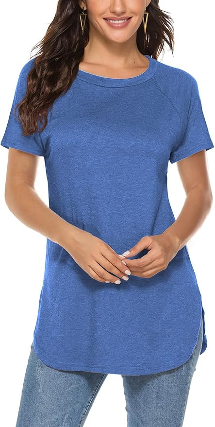 Newchoice Women's Casual Batwing Long Sleeve T Shirt Round Neck Basic Loose Tunic Tops | Amazon (US)