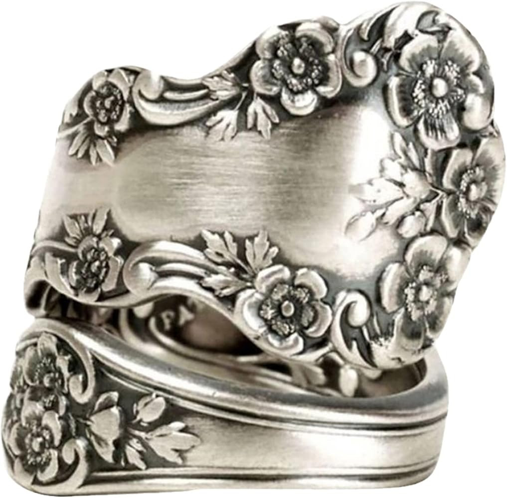 Zaoune 100% Apollo Vintage Silver Spoon Rings for Women Victorian Flower Open Adjustable Boho Flo... | Amazon (US)