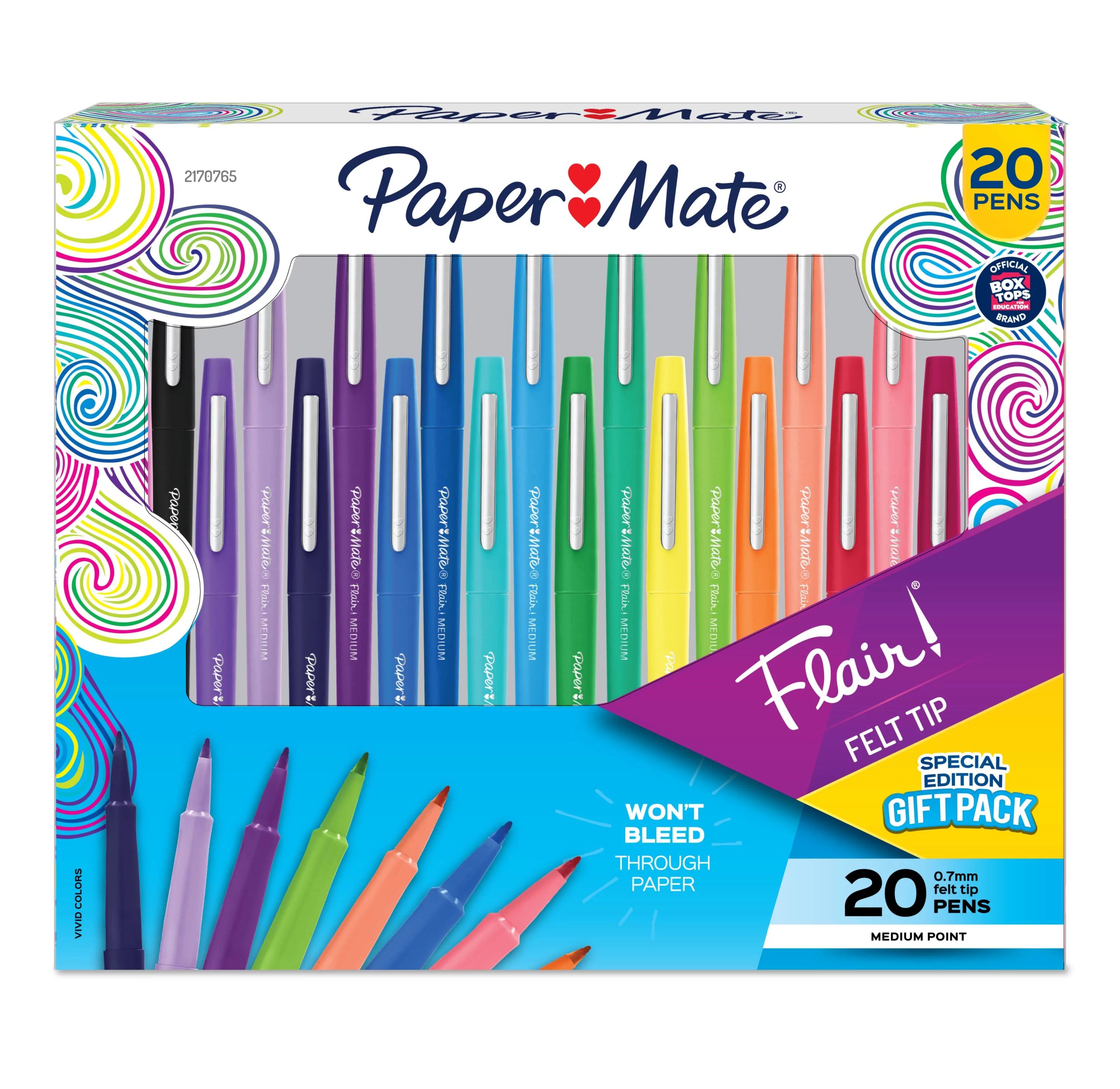 Paper Mate Flair Felt Tip Pens, Medium Point (0.7mm), Assorted Colors, 20 Count, Holiday 2022 Pac... | Walmart (US)