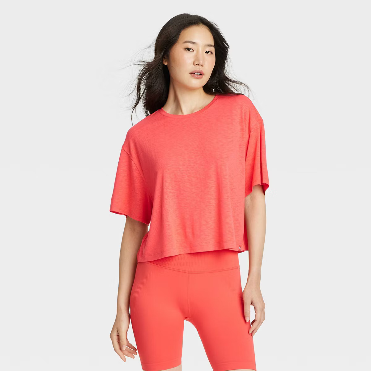 Women's Boxy Open Back Cropped Short Sleeve Shirt - JoyLab™ | Target