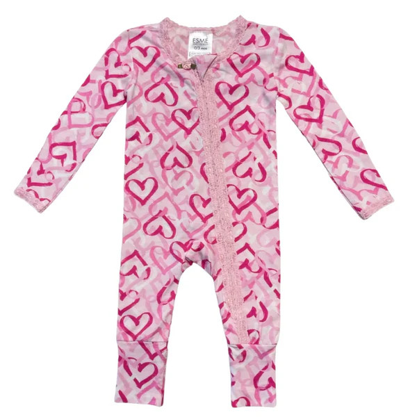 chandelier hearts lace trim flip footie | elfin los angeles