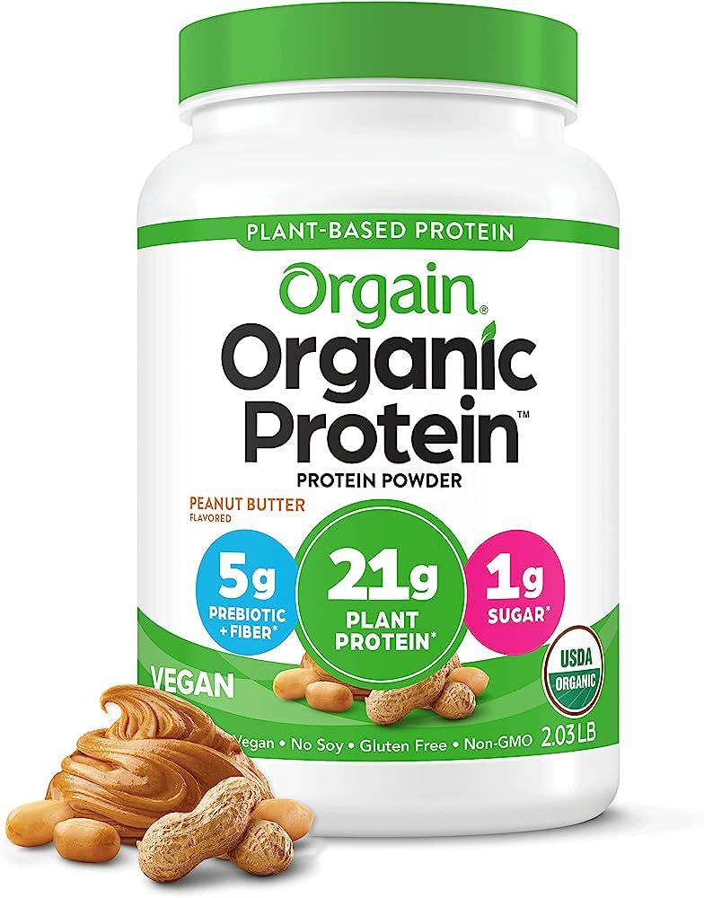 Orgain Organic Vegan Protein Powder, Peanut Butter - 21g of Plant Based Protein, Low Net Carbs, N... | Amazon (US)