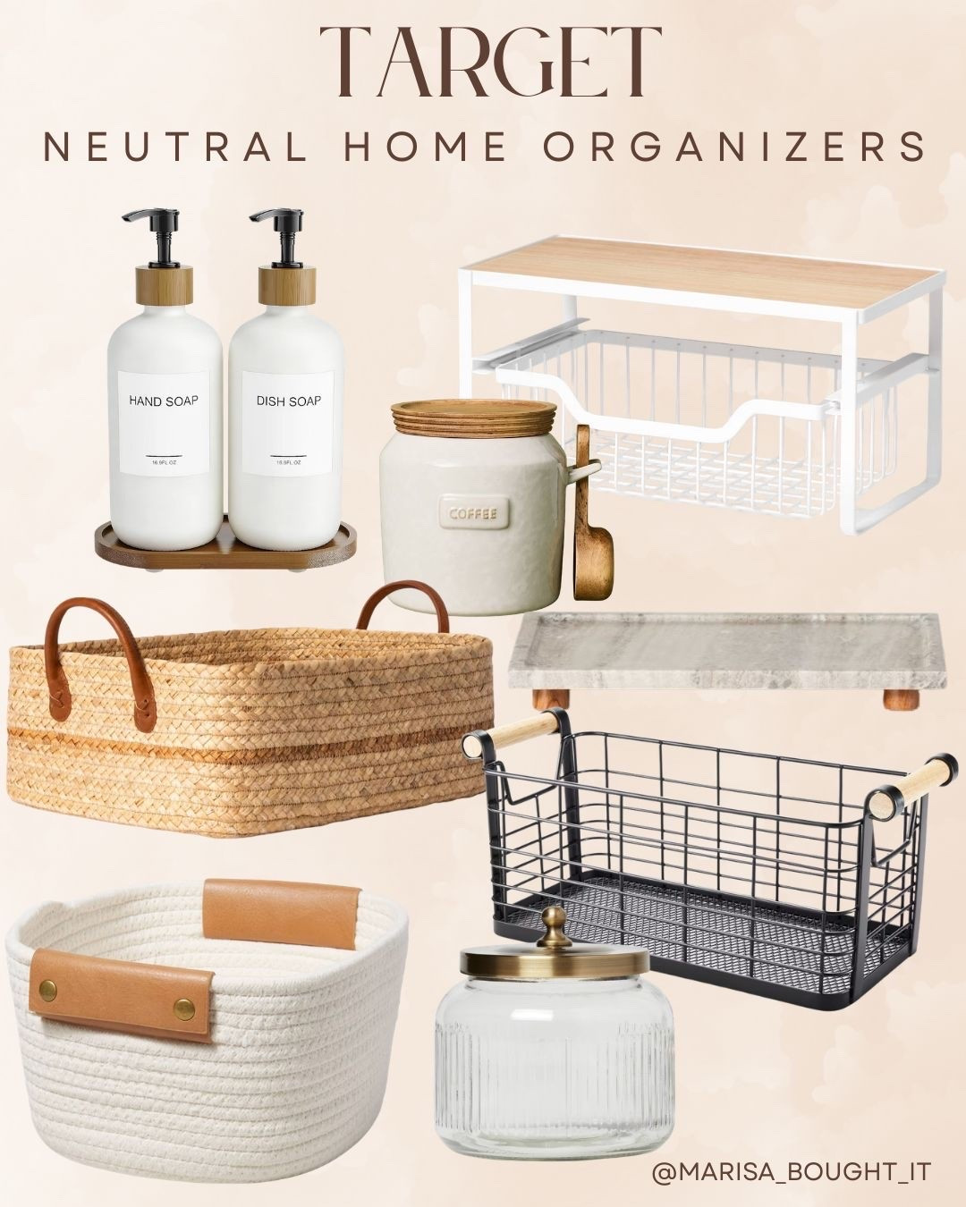 Keep your home tidy and stylish with these functional Target neutral home organizers! 🧺

Featuring aesthetic glass soap dispensers, woven storage baskets, coffee canisters, and sleek wire bins that bring a modern, clean look to your kitchen or bathroom.✨

#TargetHome #HomeOrganization #TargetFinds #OrganizationInspo #KitchenOrganization #LTKhome #TargetStyle #NeutralDecor #StorageSolutions #ClutterFree #LTKunder50 #HomeFinds

#LTKHome