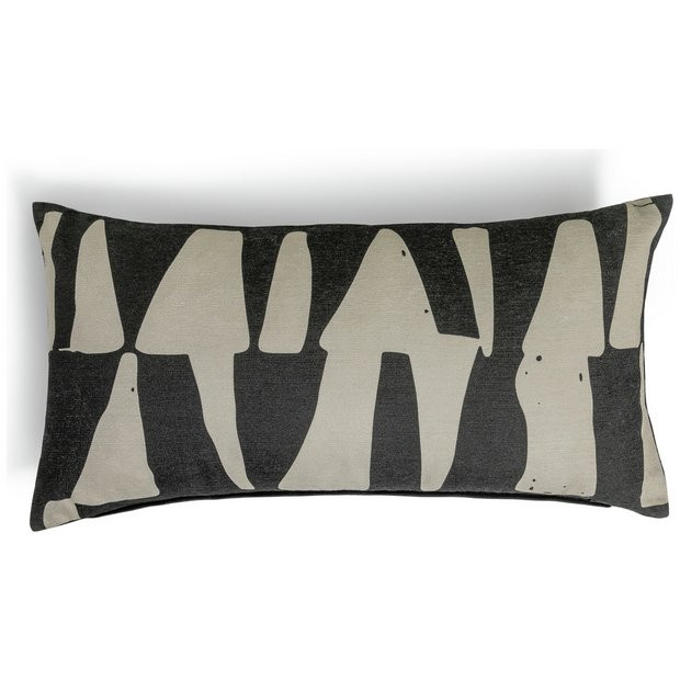 Habitat Chenille Block Cushion - Black & Grey- 58x30cm964/8126 | argos.co.uk