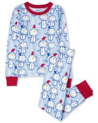 Unisex Kids Christmas Long Sleeve Snowman Print Snug Fit Cotton Pajamas | The Children's Place | The Children's Place