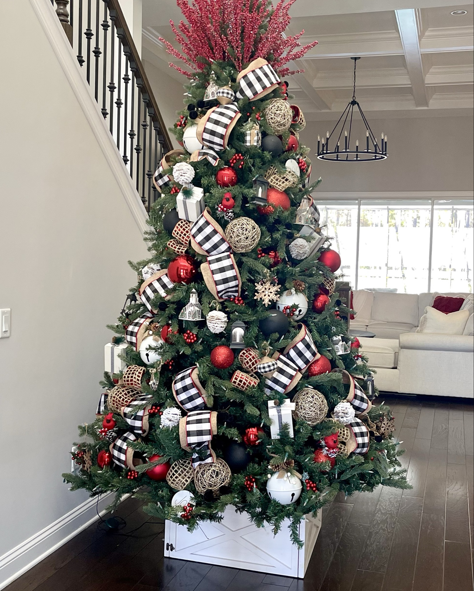 The black and white check ribbon makes this tree! Stunning quality and it’s 2 sided. The back is a beautiful solid red. Look closely at the details on this one. I used a ton of cute ornaments. It gives me a cozy country Christmas feel. 
.
.
.
.
.
#buffalocheck #holdmyeggnog #christmastreeideas #christmasinspo #christmastreeinspo #christmasdecor #christmasdecorideas #thisishoweroll #countrychristmas #countrychristmasdecor  #christmasiscoming #christmastreestylist #professionalchristmastreedecorator #LTKchristmas

#LTKHome #LTKSeasonal