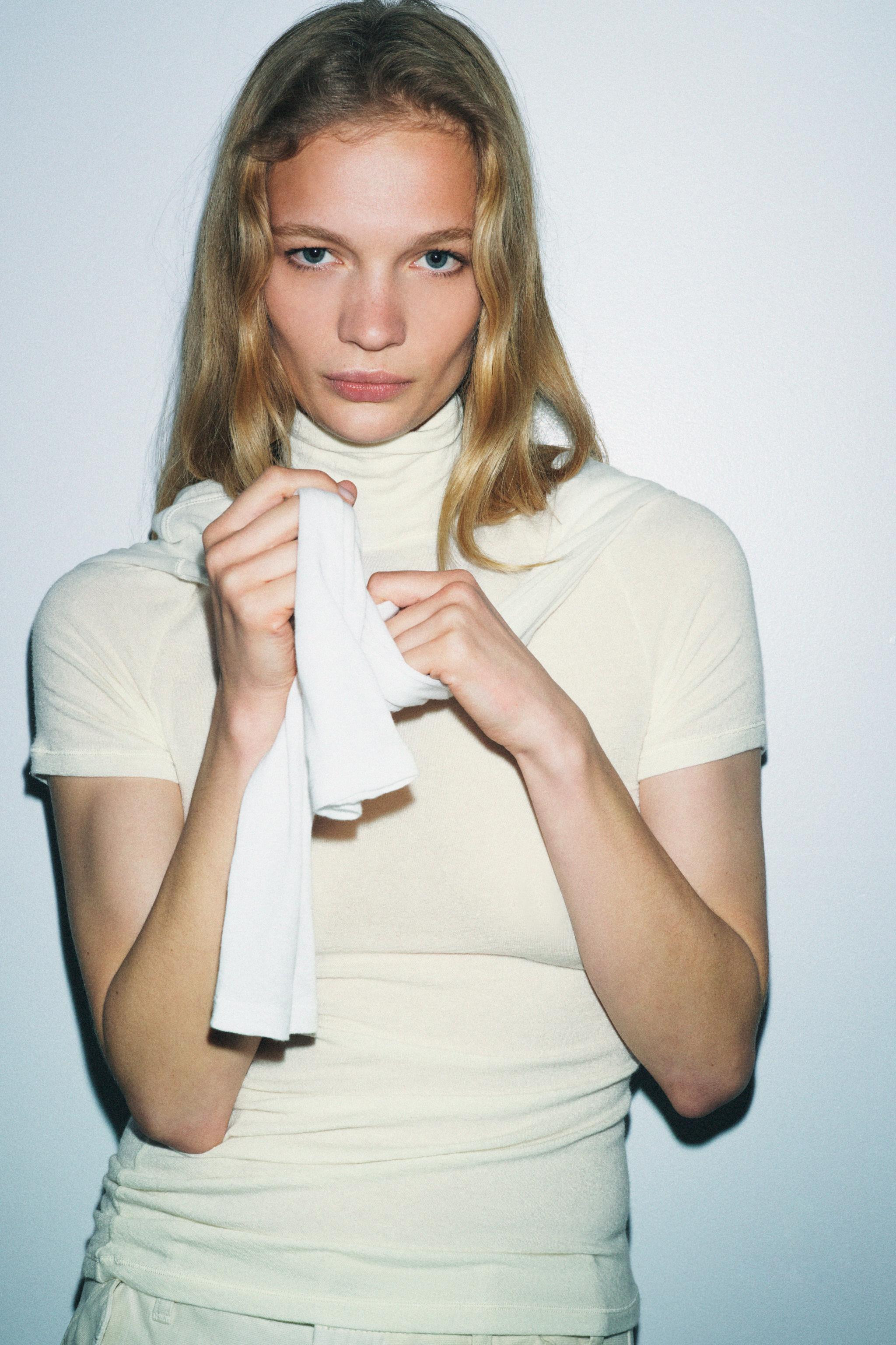 ASYMMETRIC HIGH NECK T-SHIRT | Zara UK