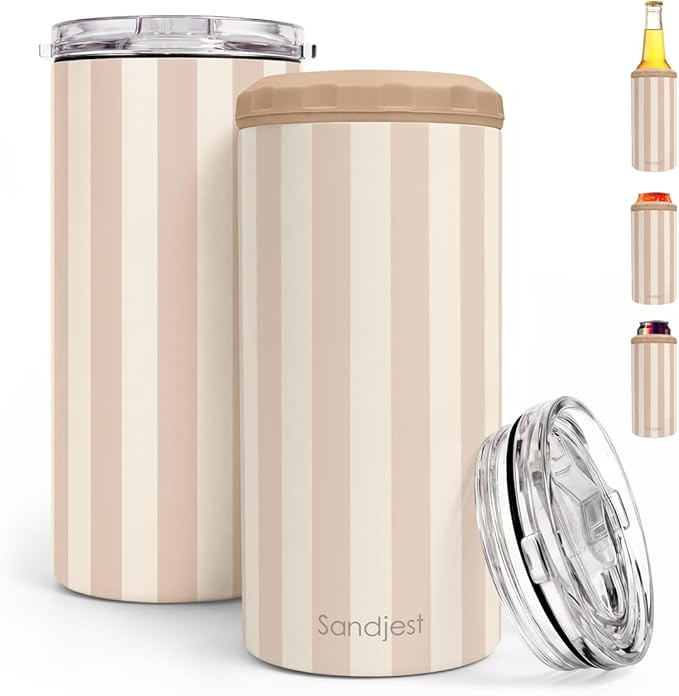 Stripe Can Cooler Water Drink - Travel Mug Cups 12oz - Stainless Steel Insulated for Girl Lovers ... | Amazon (US)