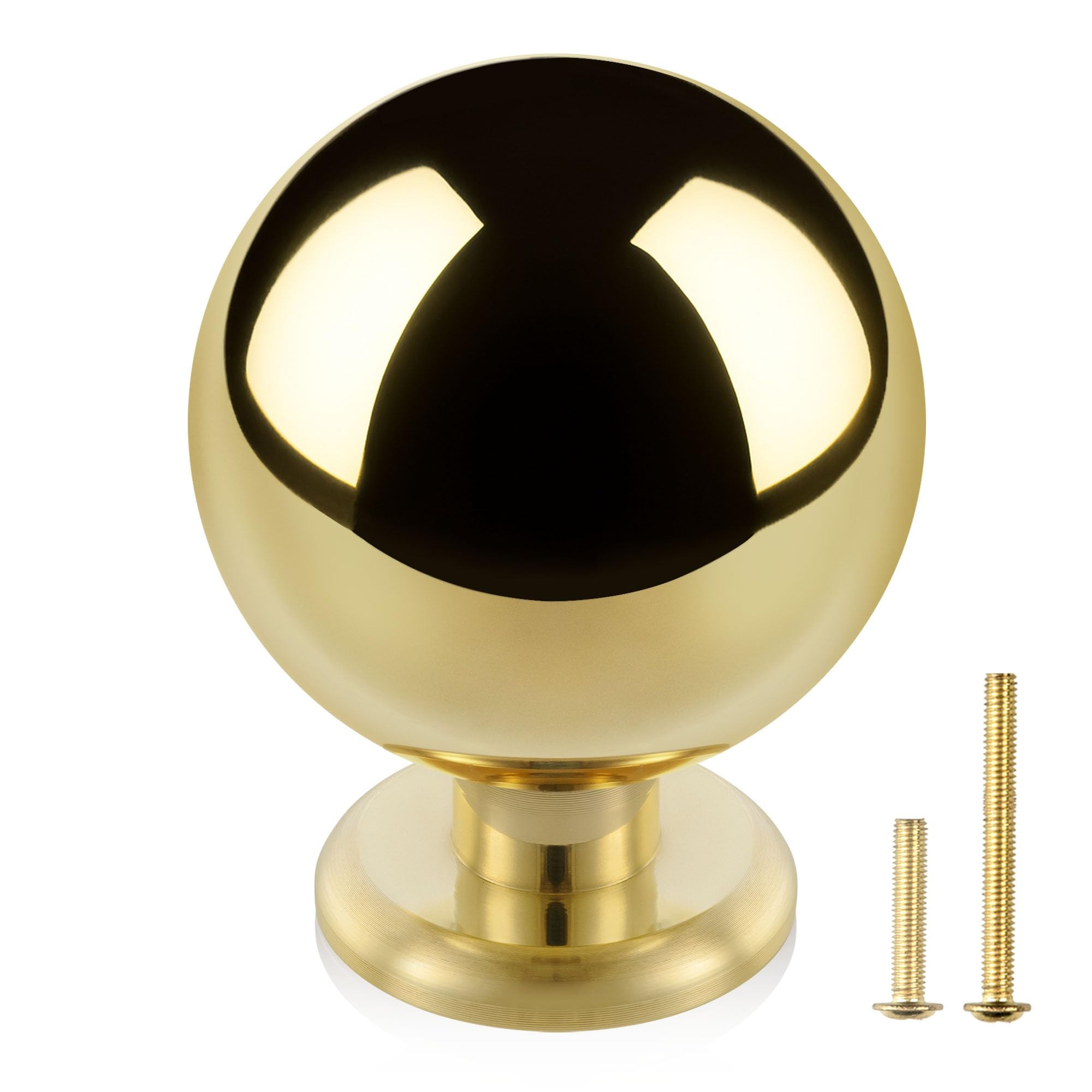 QOGRISUN 10-Pack Unlacquered Brass Cabinet Knobs, Round Ball Gold Knobs for Dresser Drawer, 1.1-I... | Amazon (US)