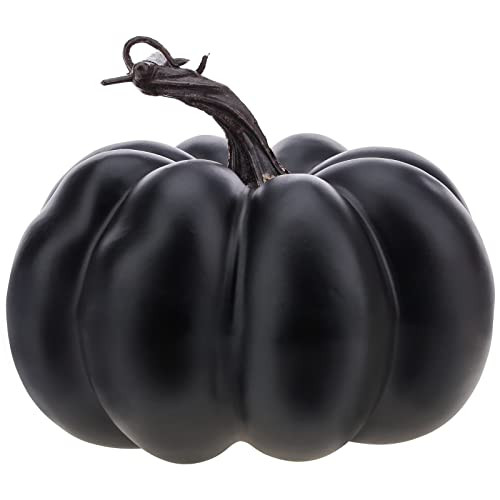 Funzhan 5.9 Inch Large Black Artificial Pumpkin Decoration Fall Halloween Lifelike Foam Faux Pumpkin for Thanksgiving Harvest Holiday Kitchen Fireplace Decor | Amazon (US)