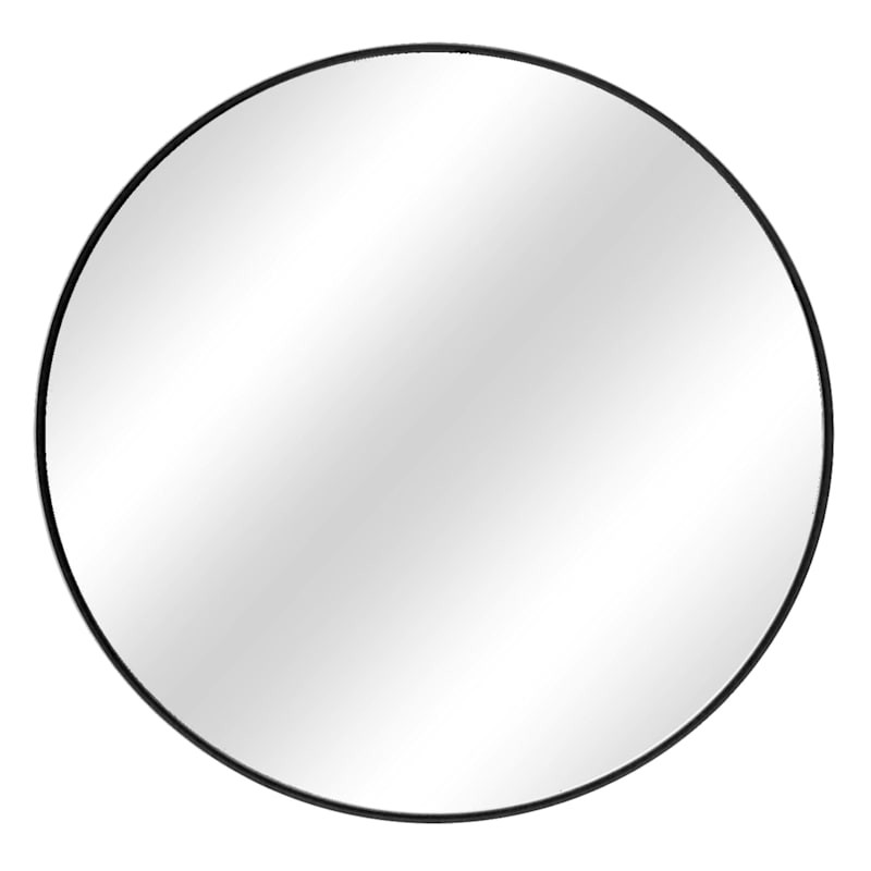 Black Metal Round Mirror, 42" | At Home