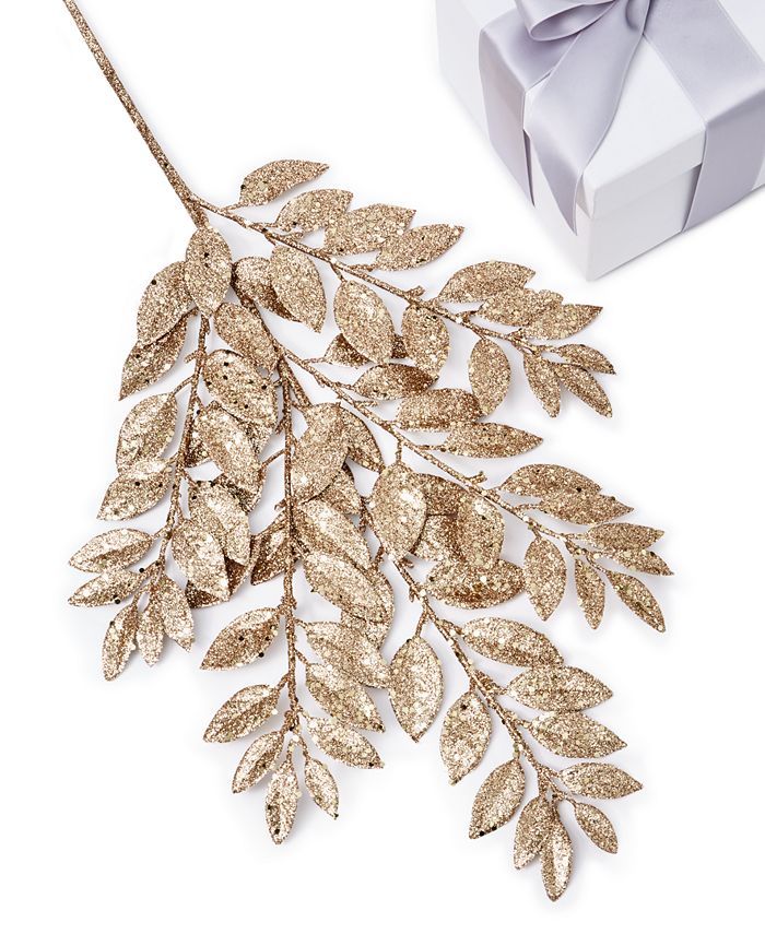 Holiday Lane Renaissance Gold Sparkly Leaf Pick Ornament, Created for Macy's & Reviews - Shop All... | Macys (US)