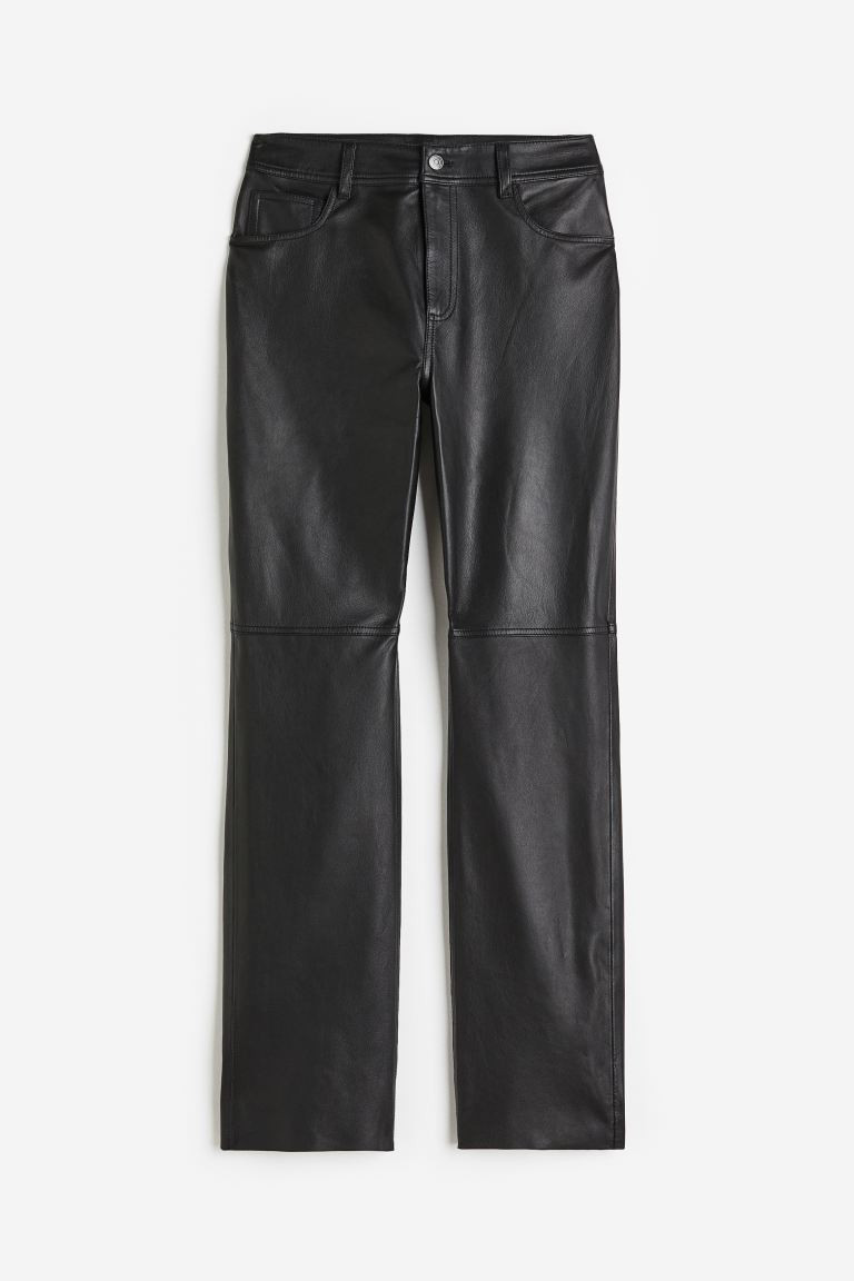 Straight leather trousers - Black - Ladies | H&M GB | H&M (UK, MY, IN, SG, PH, TW, HK)