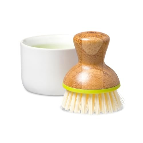Full Circle Bubble Up Ceramic Soap Dispenser & Bamboo Dish Brush, Green/White | Amazon (US)