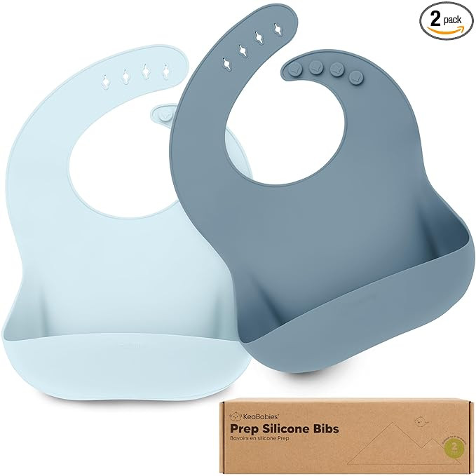 KeaBabies 2-Pack Silicone Bibs for Babies, Toddlers Girl, Boy – Sturdy Food-Grade Baby Bibs for... | Amazon (US)
