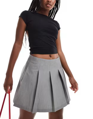ASOS DESIGN tailored pleated mini skirt in gray | ASOS (Global)