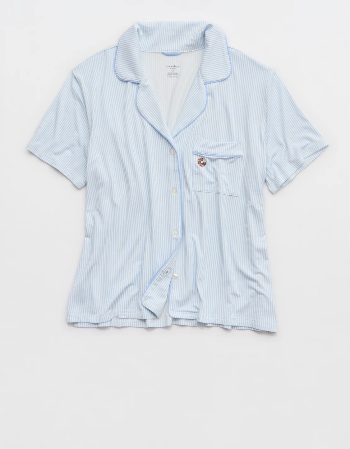 OVERSLEPT by Aerie Real Soft Short Sleeve Pajama Shirt | Aerie