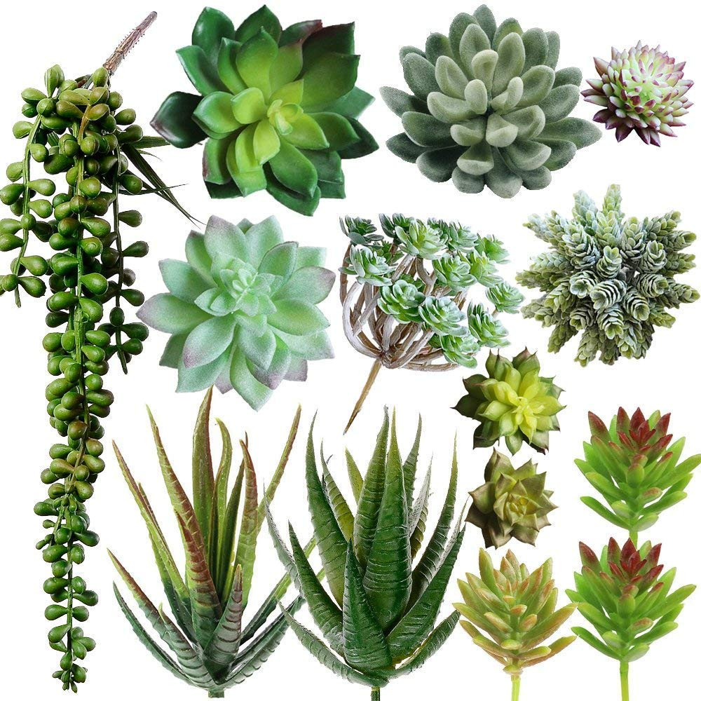 Supla Pack of 14 Assorted Artificial Succulents Picks Textured Aloe Faux Succulent Pick Succulent... | Walmart (US)