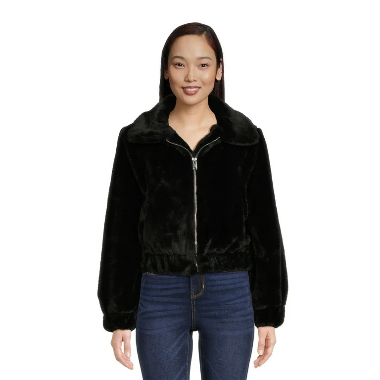 No Boundaries Juniors' Faux Fur Bomber Jacket, Sizes XS-XXXL | Walmart (US)