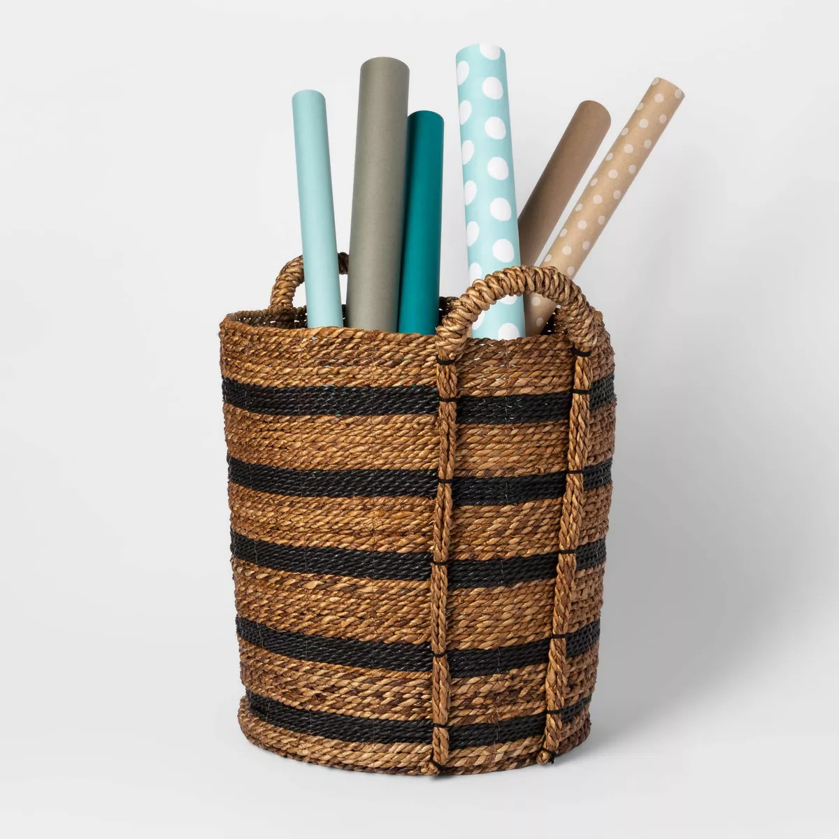 Tall Woven Striped Basket Black/Natural - Threshold™ | Target