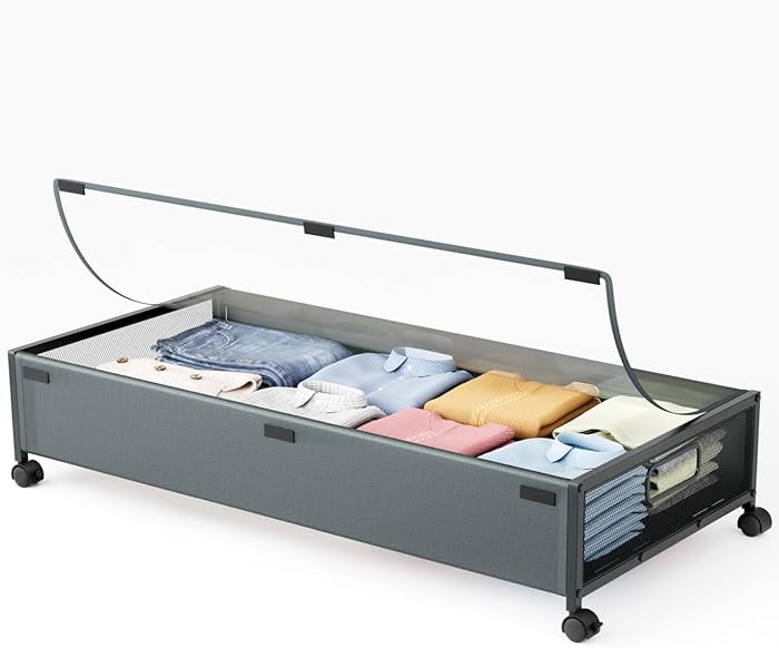 Under Bed Storage with Wheels，1 Pack Under Bed Storage Containers,Underbed Shoe Storage Bedroom | Amazon (US)