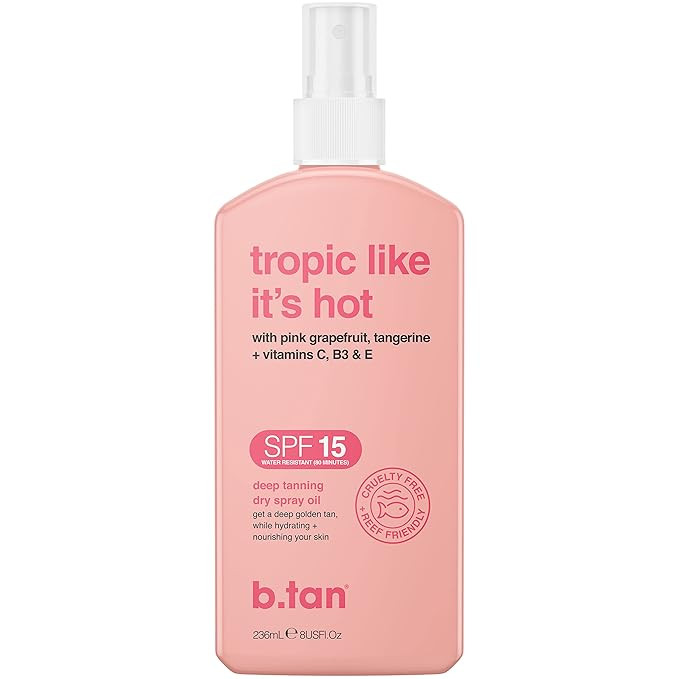 b.tan SPF 15 Deep Dry Spray Tanning Oil | Tropic Like It's Hot - Keeps Skin Hydrated & Hot from G... | Amazon (US)