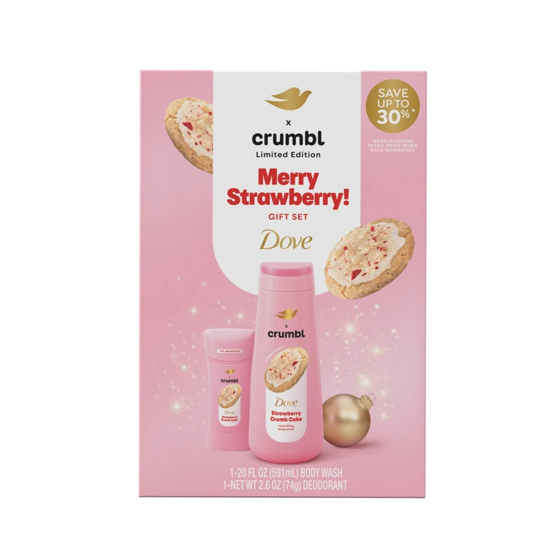 Dove Crumbl Limited Edition Body Care Gift Set Strawberry Crumb Cake, 2 Count | Walmart (US)