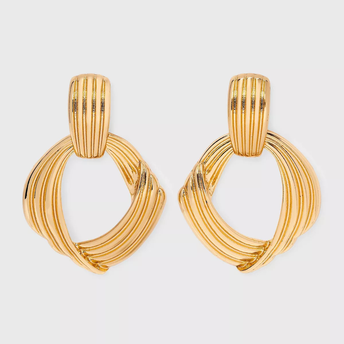 Ribbed Wave Drop Earrings - A New Day™ Gold | Target