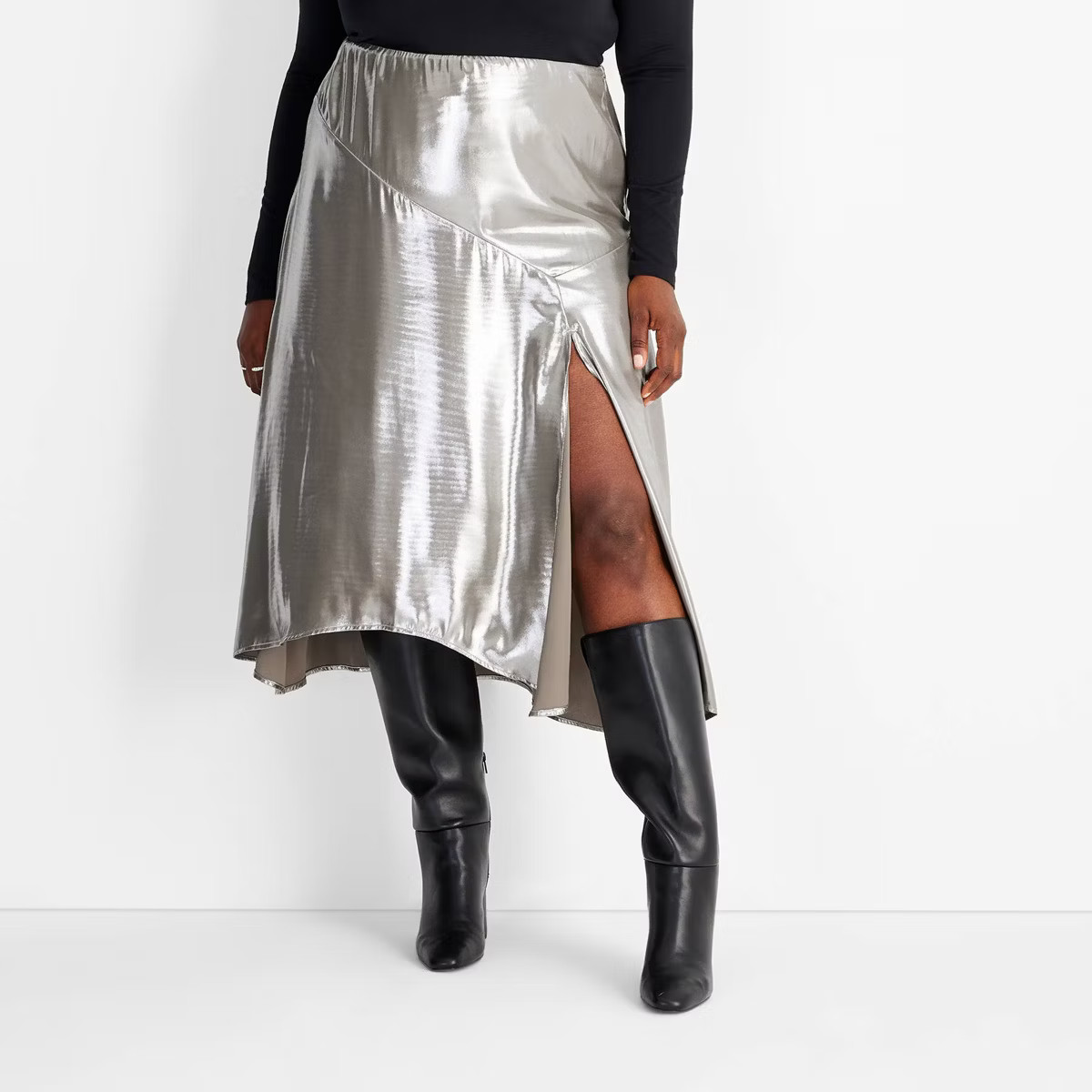 Women's Flowy Satin Midi Skirt - Future Collective | Target