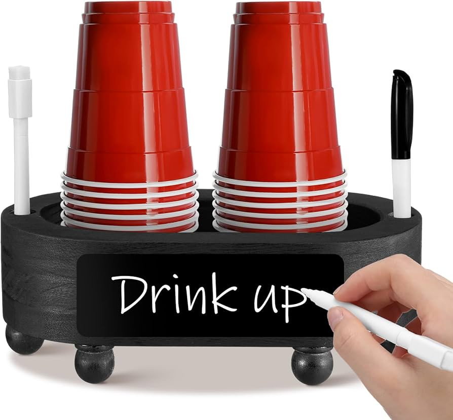 Patelai Double Wooden Cup Holder with Marker Slot Paper Cups Storage Box Disposable Rustic Mug Ho... | Amazon (US)