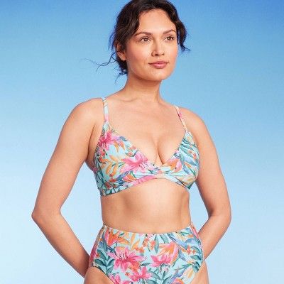 Women's Tropical Print Crossover Triangle Bikini Top - Kona Sol™ Multi S | Target