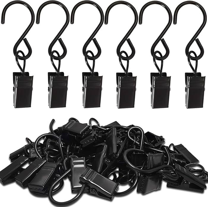 Stainless Steel S Hooks Curtain Clips, 50 Pack Hanging Party Lights Clips Hangers Gutter Photo, A... | Amazon (US)