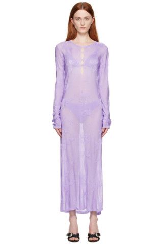 Purple Cutout Midi Dress | SSENSE