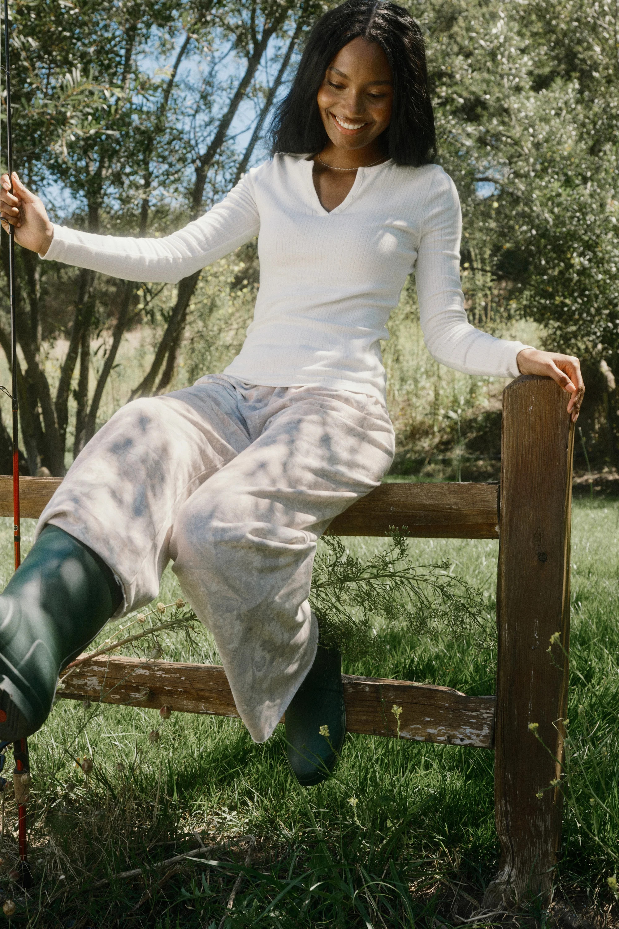 Pointelle Long Sleeve Henley | Pearl | nuuds