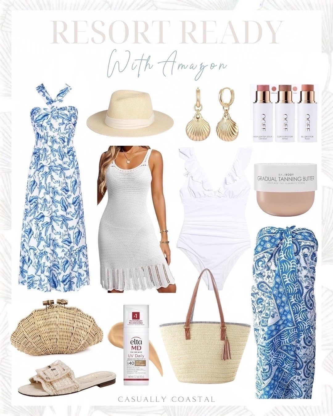 Resort Ready with Amazon 

Amazon vacation dress, Amazon vacation purse, Amazon bathing suit, Amazon swimsuit, Amazon earrings, Amazon swim coverup, Amazon bathing suit coverup, knit coverup, crochet flowy dress, Sam Edelman sandals, Amazon sandals, shell rattan clutch, gold shell earrings, wide brim straw hat, summer beach hat, Criss cross halter neck floral dress, ruffled one piece swimsuit, white swimsuit, floral printed sarong, eltaMD UV daily face sunscreen, large woven bag, straw beach bag, Bali body gradual tanning butter, Ogee face stick trio, white and blue dress, floral smocked dress, clutch purse

#LTKHome #LTKSeasonal